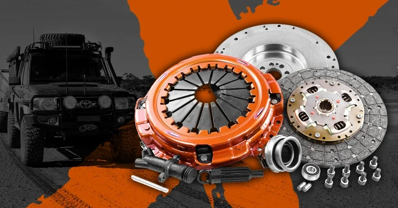 Xtreme Outback extra heavy-duty clutch kit KTY30593-1AX for VDJ 70 Series LandCruiser with pressure plate, organic disc, flywheel, slave cylinder, and complete installation components