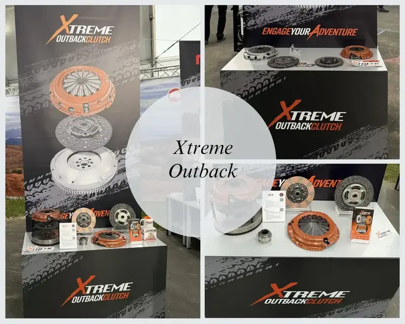 Xtreme Outback heavy duty clutch display stand at Abenteuer & Allrad 2026 exhibition in Bad Kissingen Germany